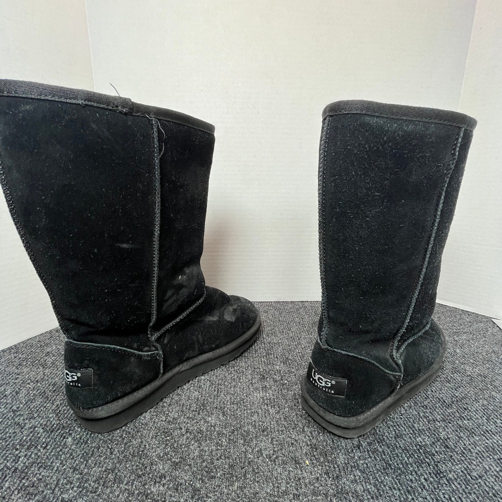 UGG Classic Boots Womens 7 Black Suede Cashmere Shearling Lined Winter Y2K Sheep